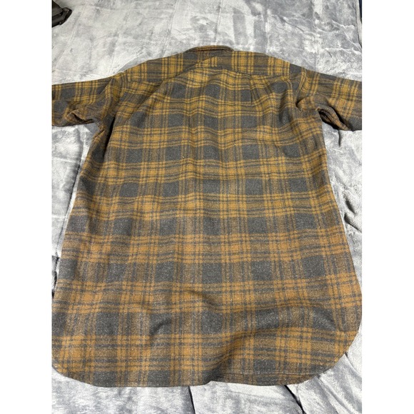 Vintage Pendleton Wool Plaid Shirt Mens 16 Brown Charcoal Grey Button Down - Picture 6 of 7